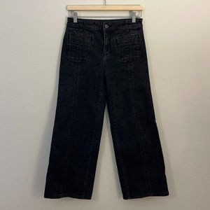 Pilcro and The Letterpress High Rise Wide Leg Polka Dot Jeans